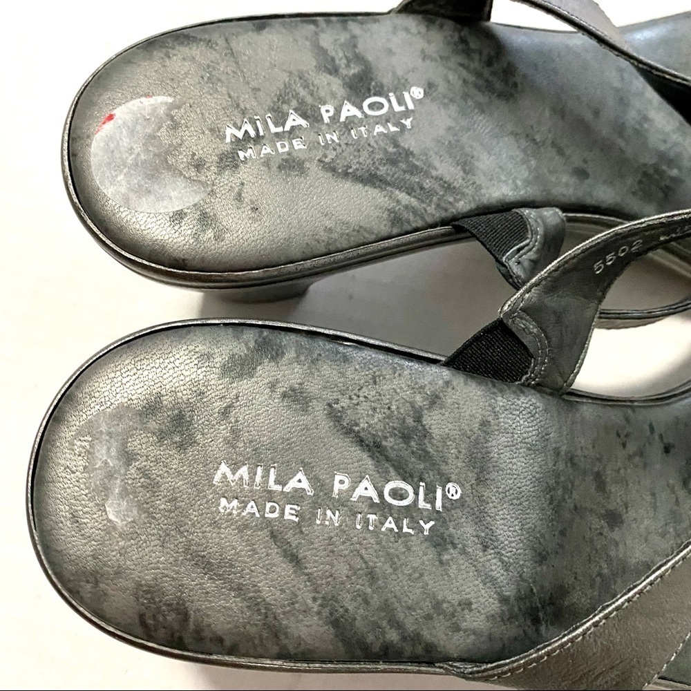 Mila Paoli Italian Leather Slip-on Sandals 10 Business Casual Versatile Career - Picture 9 of 13